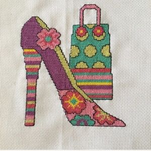 NEW hand stitched high heel and purse wall art